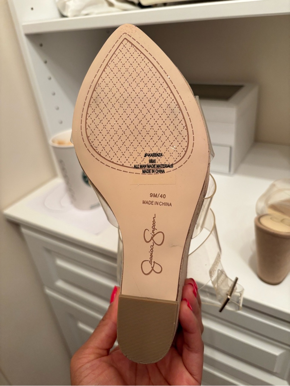Jessica Simpson Clear-Strap Tan Suede Wedge Sandals - Picture 5 of 6